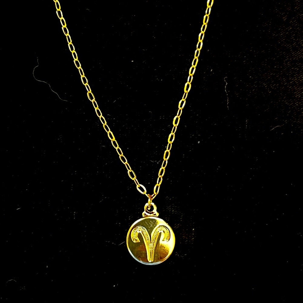 New Gold Zodiac Sign Aries Pendant Necklace
